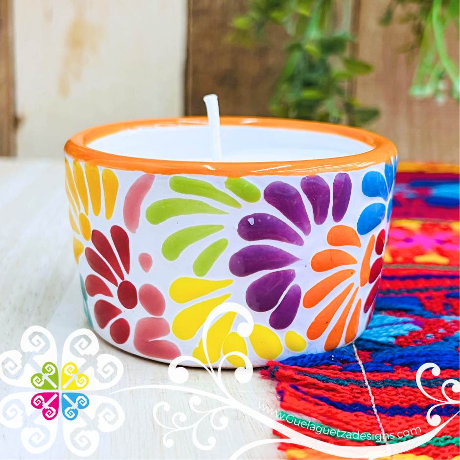 Small Multicolor Talavera Candle - Artisan Candles