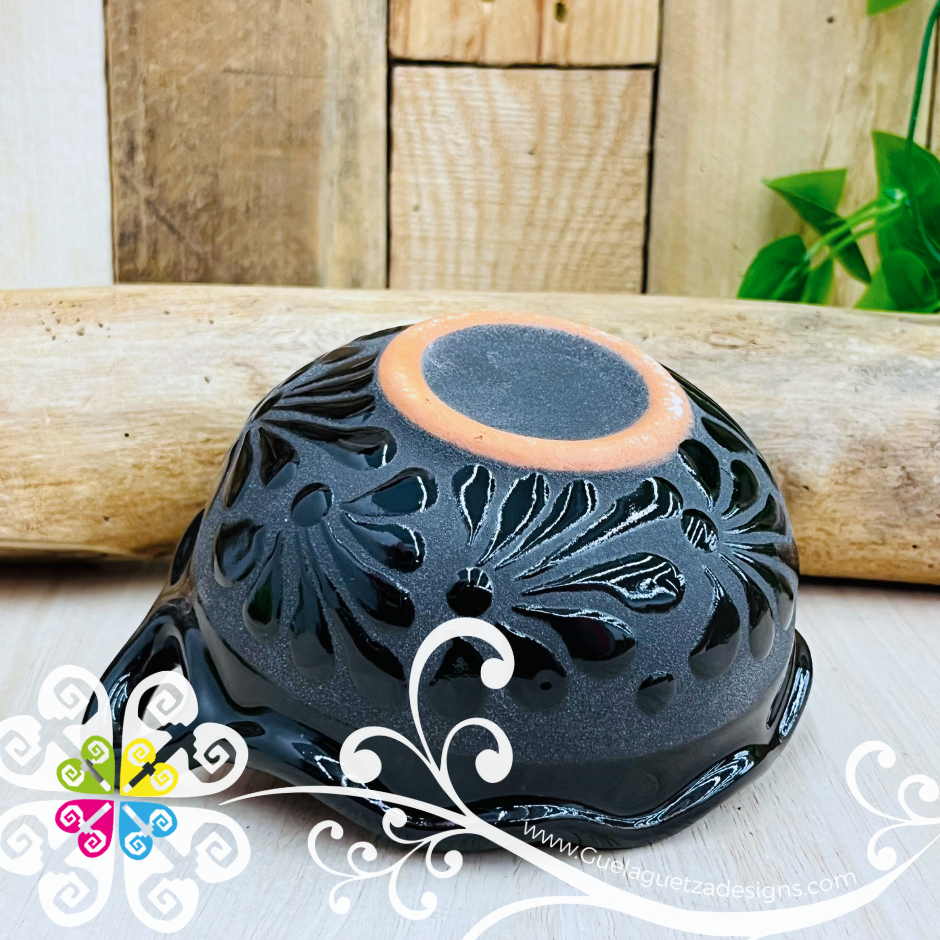 Set of 4 Small Black Espiga Cazuelita Clay Bowl