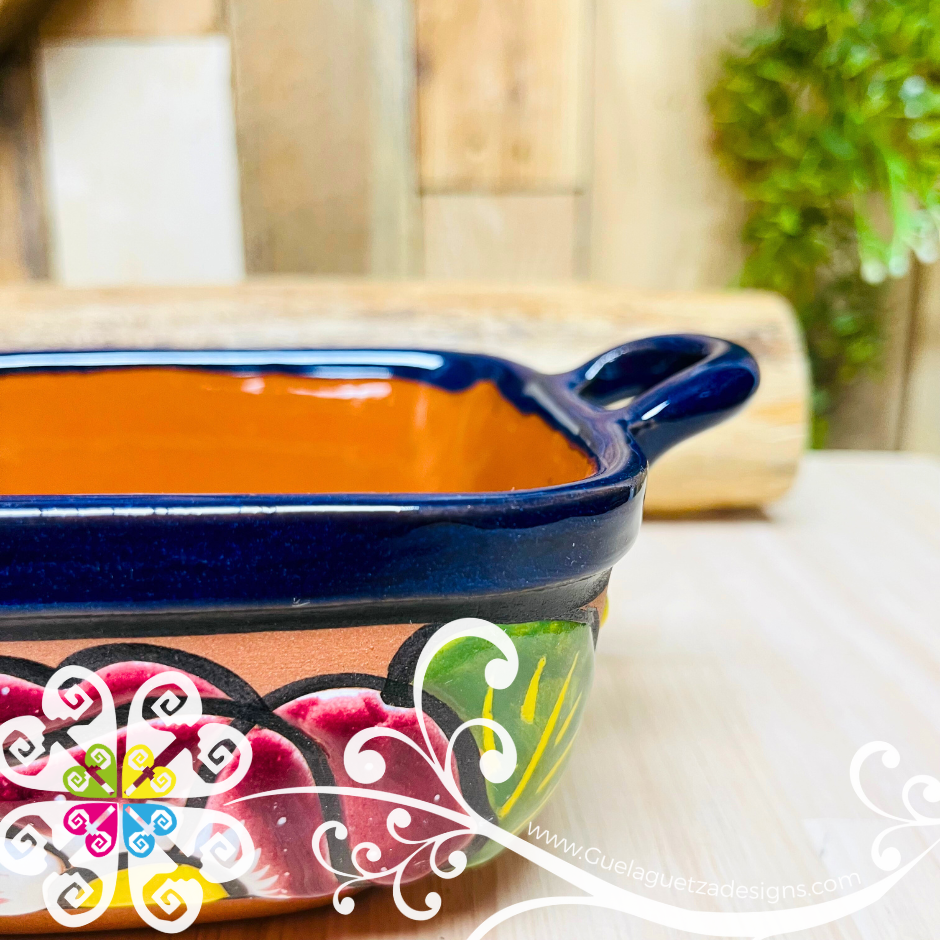 Square Relieve Cazuelita Decorada - Single Clay Cazuelita