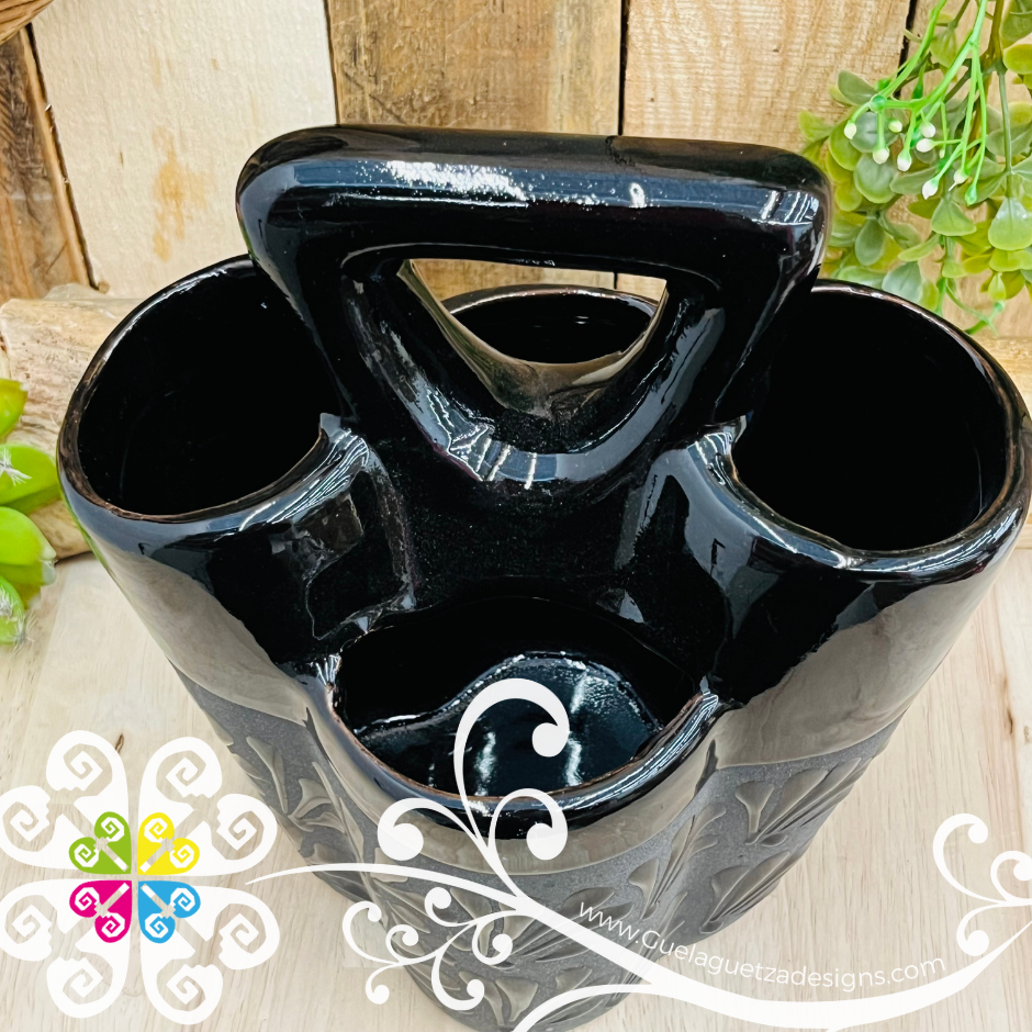Black Espiga Clay Utensil Holder - Spoon Holder