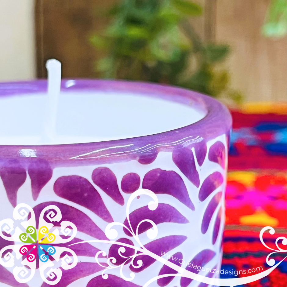 Small Purple Talavera Candle - Artisan Candles