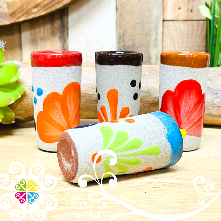 Tequilero Set Flowers Decorado - Set of 4 or 8 pcs