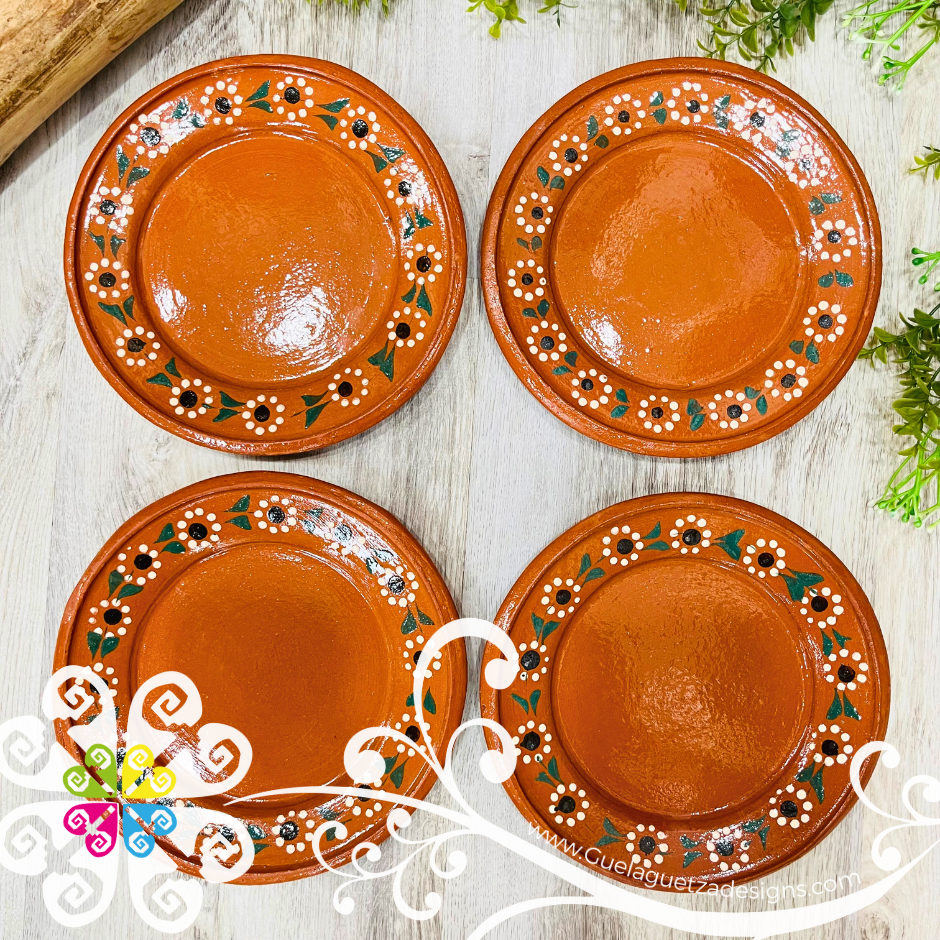 Set of 4 Medium Capula Traditional Plate - Set Capula Sencillo Clay Plate