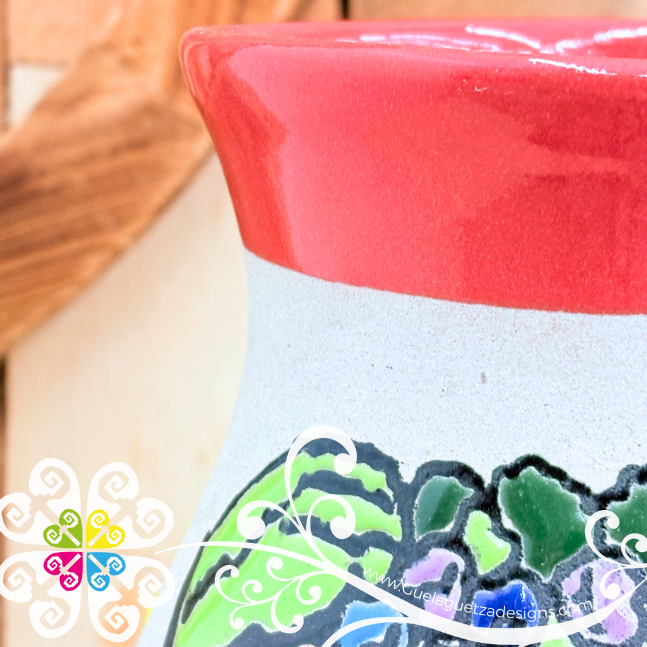 Red Catrina Ovulo Vase - Mexican Home Décor
