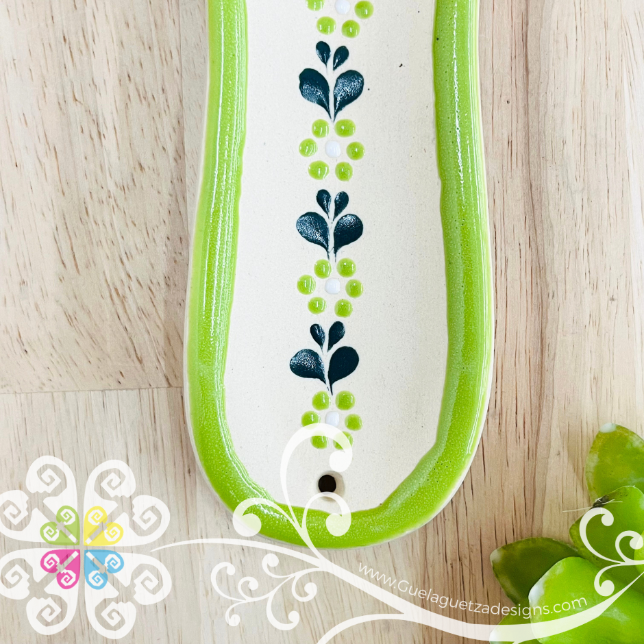 Lime Green Rustico Spoon Rest - Barro Alta Temperatura - Spoon Rest