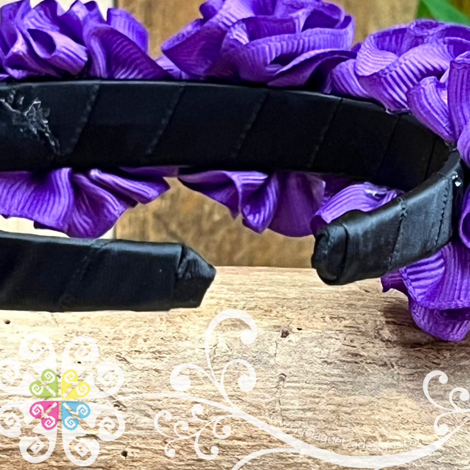 Purple Catrina Ribbon Flower Headband - Folkloric Headband