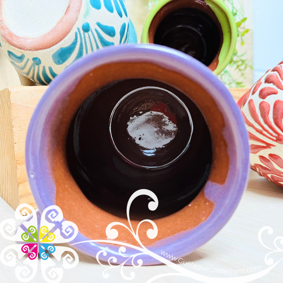 Set of 4 Multicolor Espiga Clay Mugs - Set Taza Barro