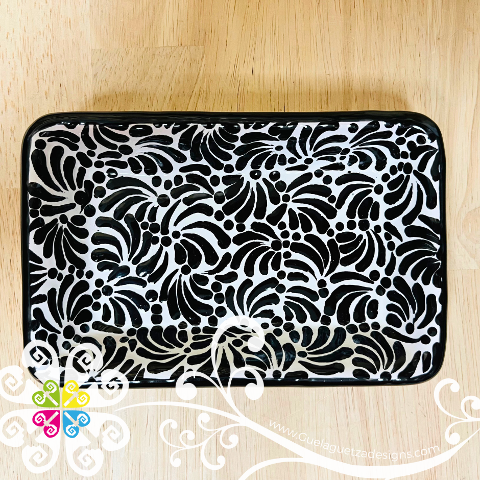Black Tequilero Tray Set - Black Talavera