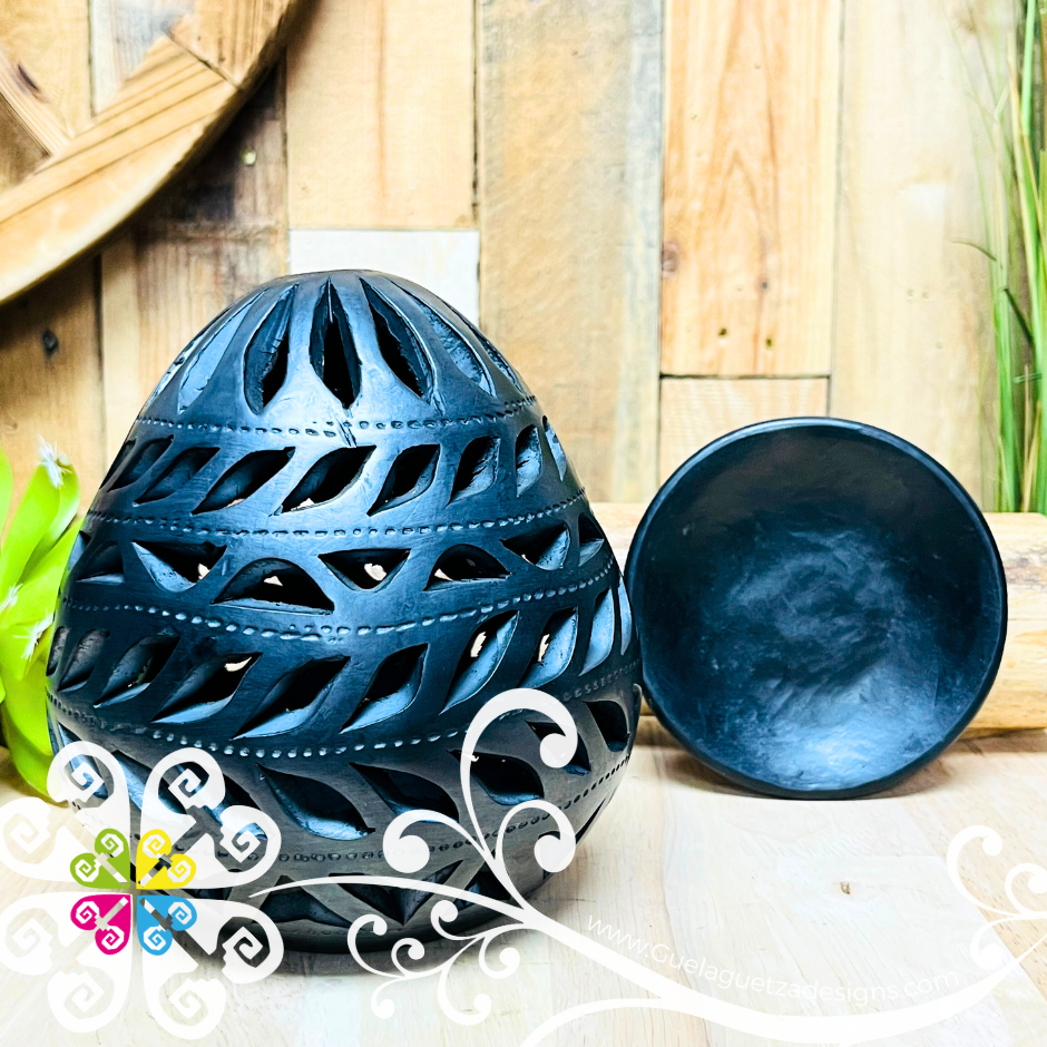Medium Oval Candle Holder - Barro Negro Oaxaca