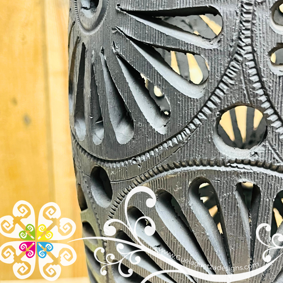 Large Historias Black Clay Vase - Barro Negro Oaxaca