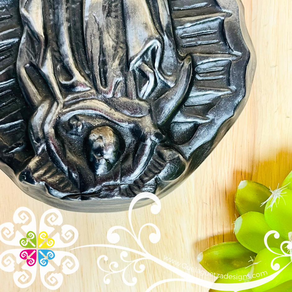 Large Flat Virgen Guadalupe - Barro Negro Oaxaca