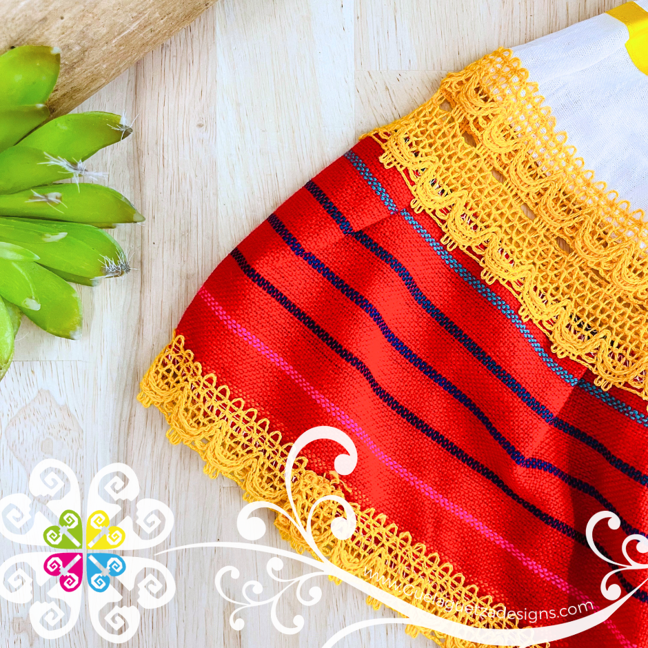 Red Cambray Campesino Children Dress