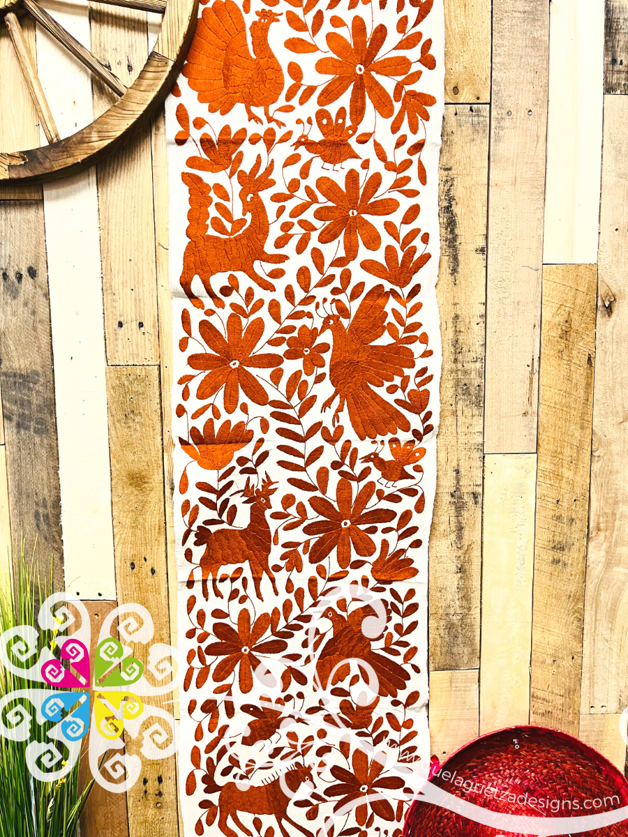 Terrecotta Large Solid Color Otomi Table Runner - Camino de Tenango