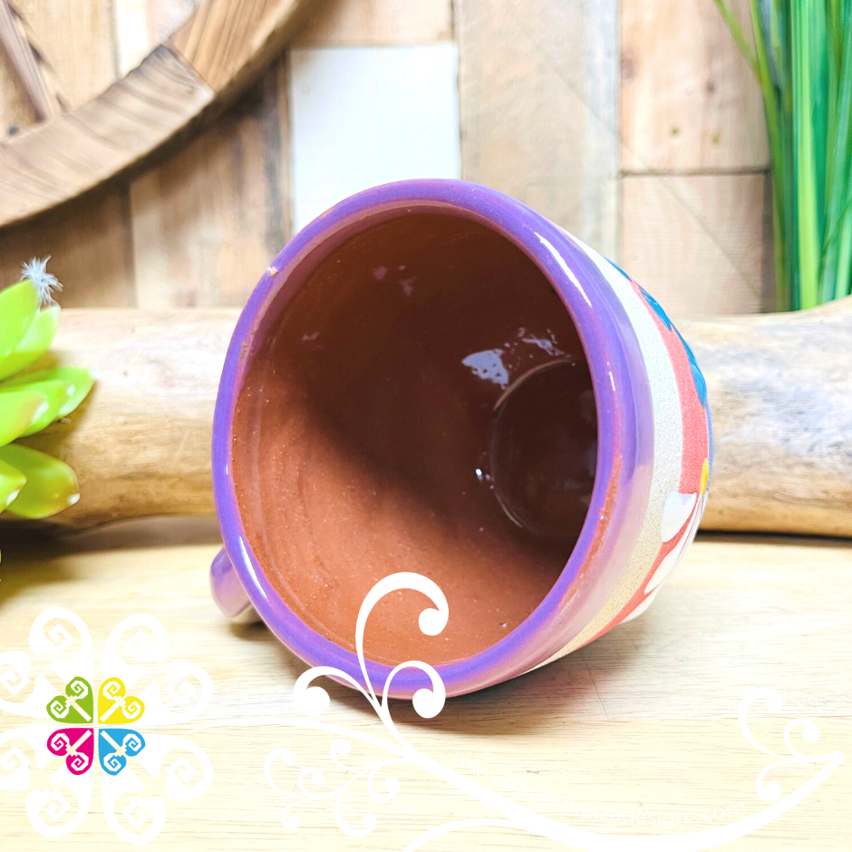 Set of 4 Round Tea Clay Mugs - Set Taza Barro