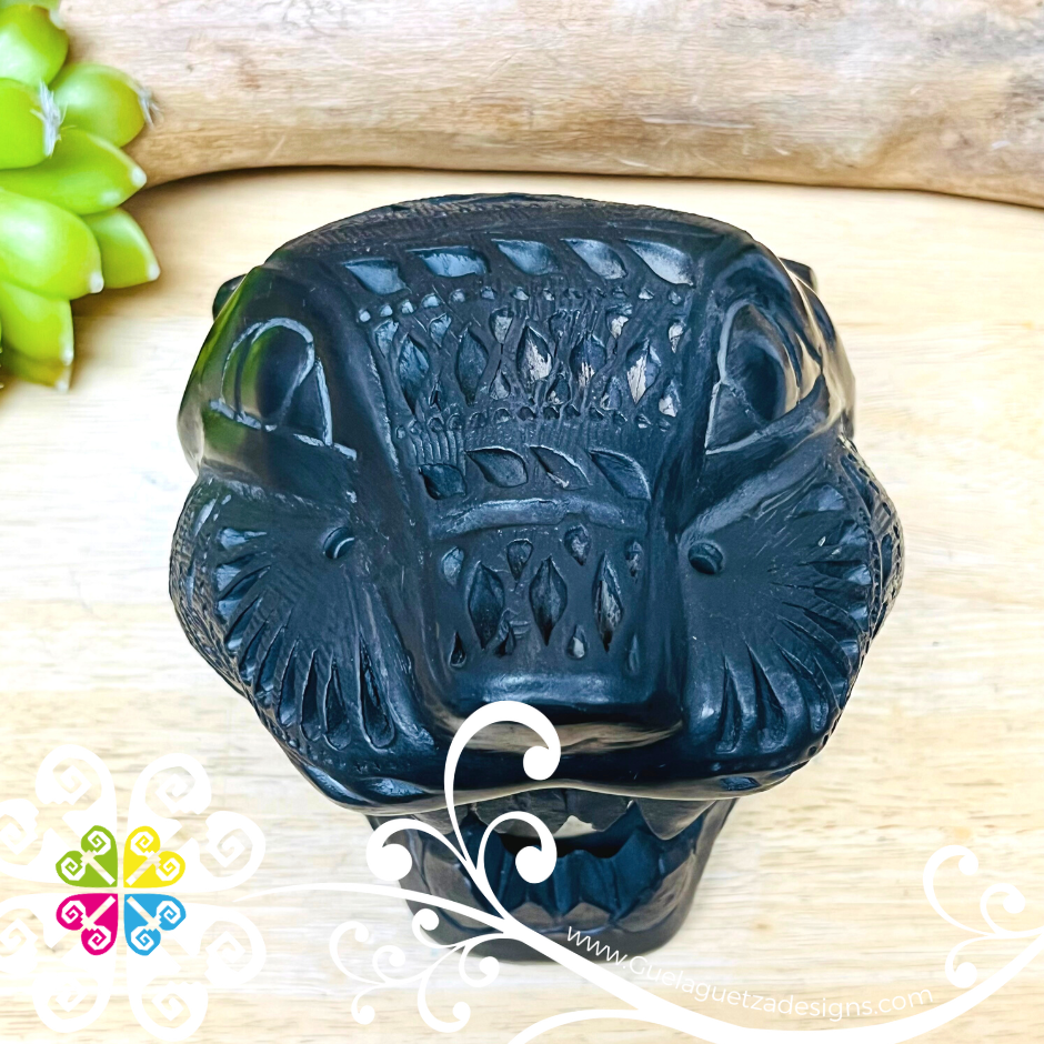 Large Jaguar Head - Black Clay Oaxaca