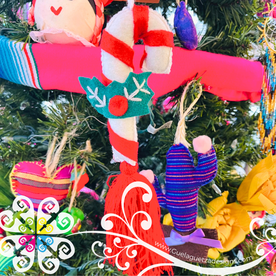 Candy Cane Pom Pom Sets - Christmas Ornaments