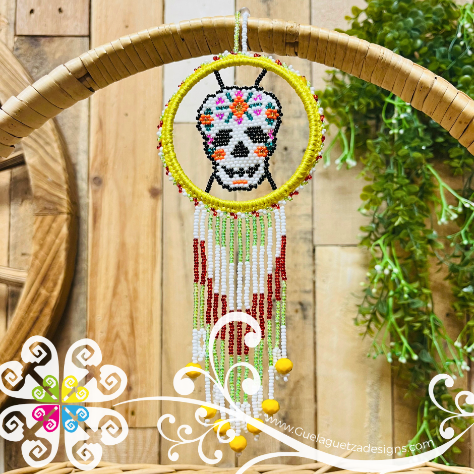 Calaverita Beaded Dream Catcher - Huichol Art