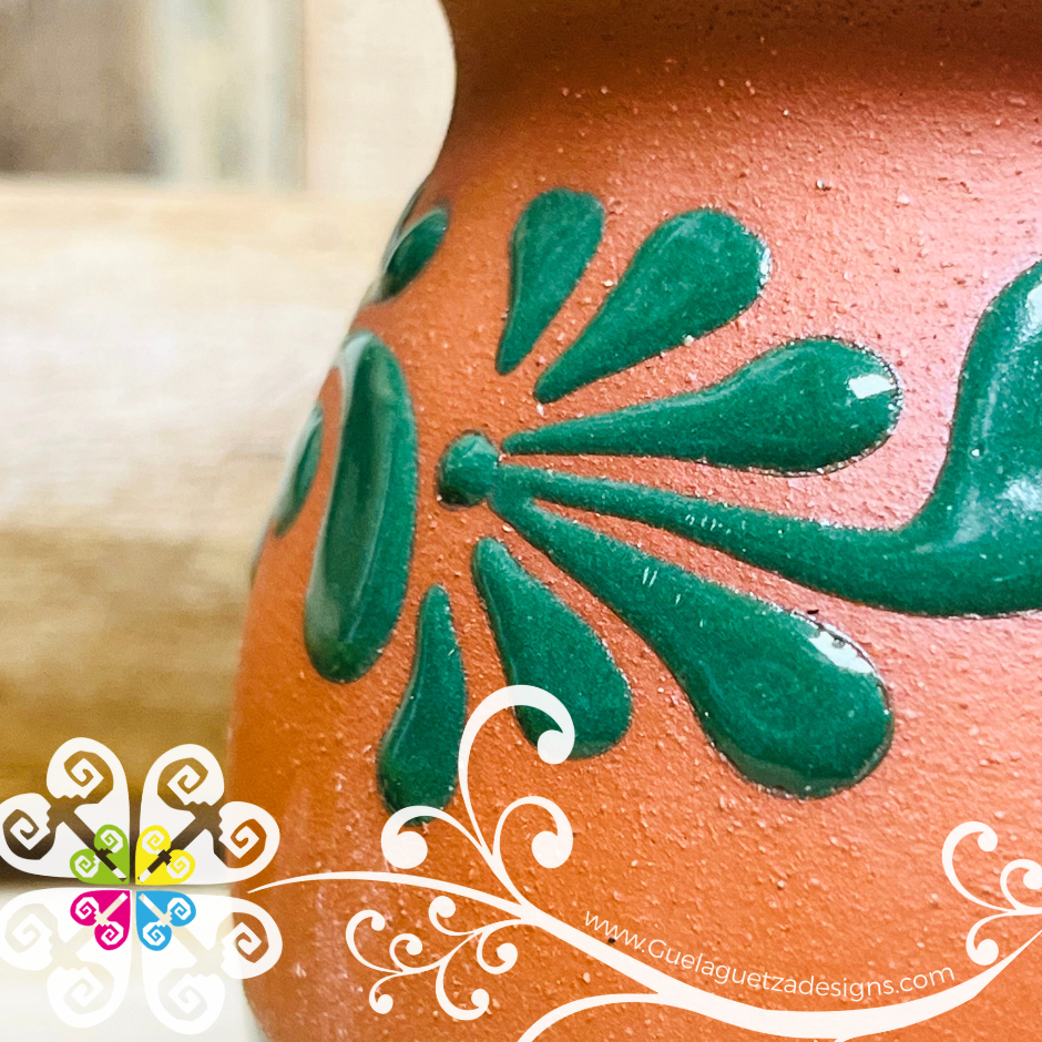 Set of 4 Plumeado Mexican Clay Mugs - Set Taza Barro