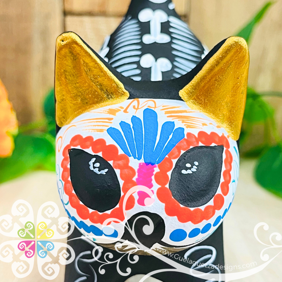 Dia de los Muertos Scary Cat - Hand Painted Cat
