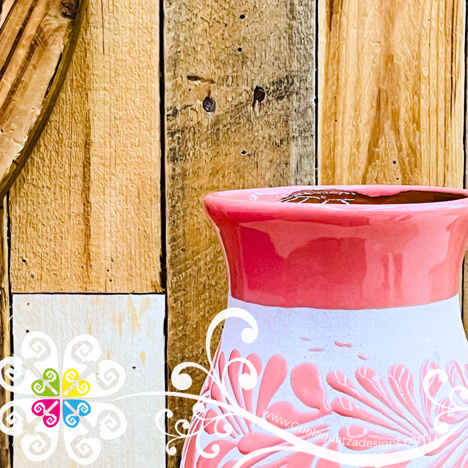 Pink Engobe Espiga Plumeado Florero Ovulo - Florero Barro