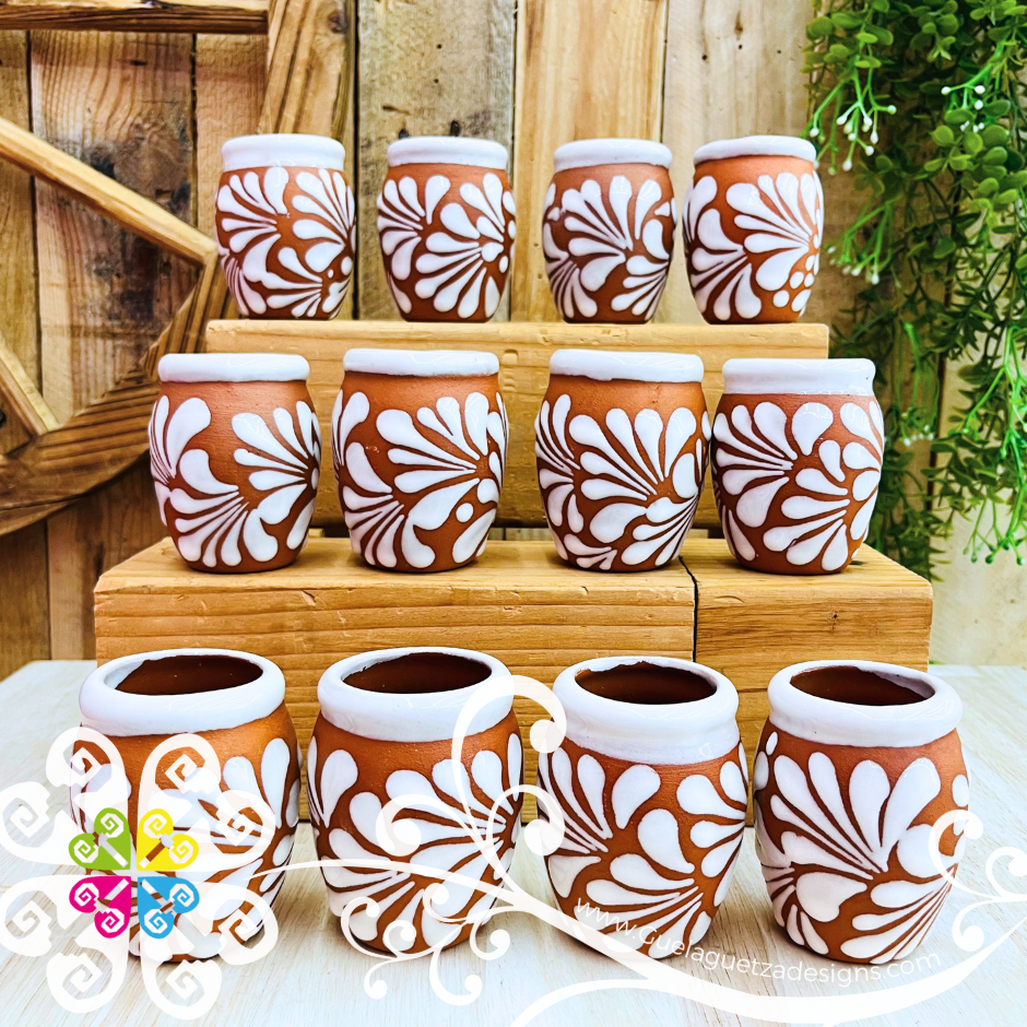 Natural/White Espiga Tequilero Barrilito Set - Clay Tequilero Set