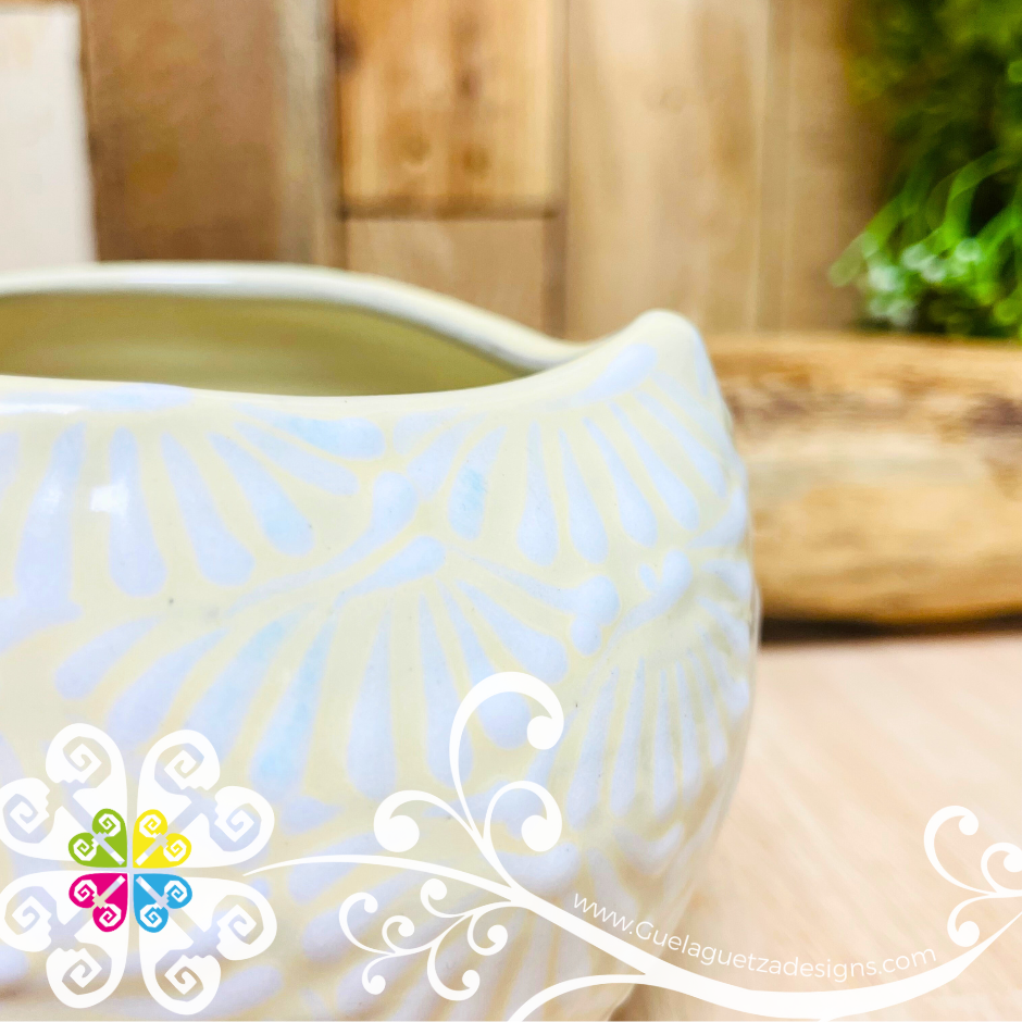 Large Round Corazon White Talavera Mug - Single Talavera Mug