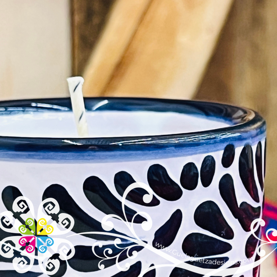 Small Black Talavera Candle - Artisan Candles
