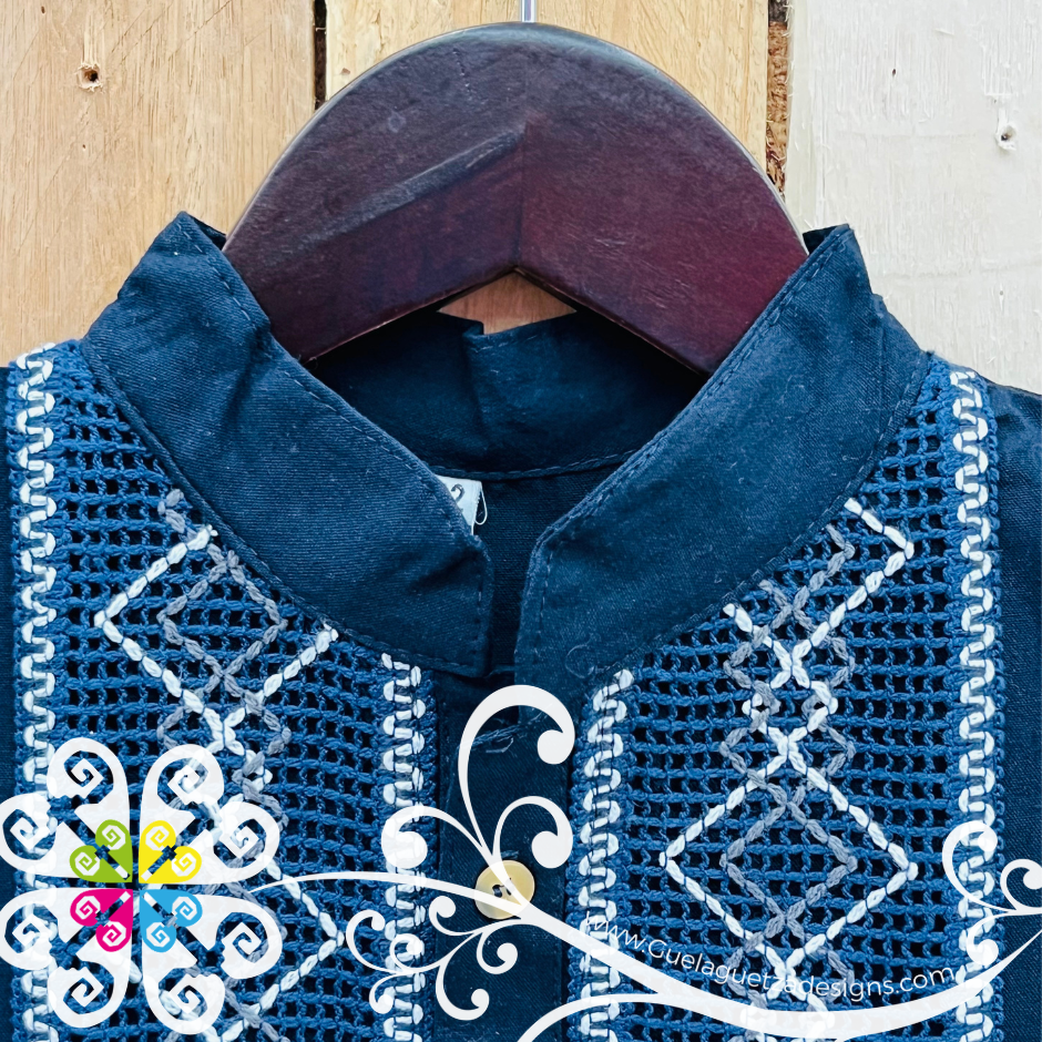 Navy Blue Lace Boy Shirt - Camisa de Niño