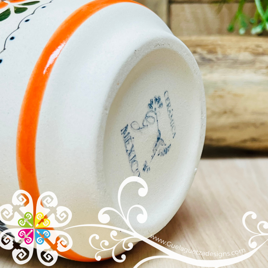 Orange Colibri Taza Cafetera - Barro Alta Temperatura - Single Clay Mug