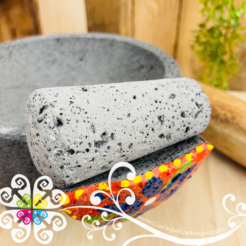 Large Floreado Molcajete Piedra
