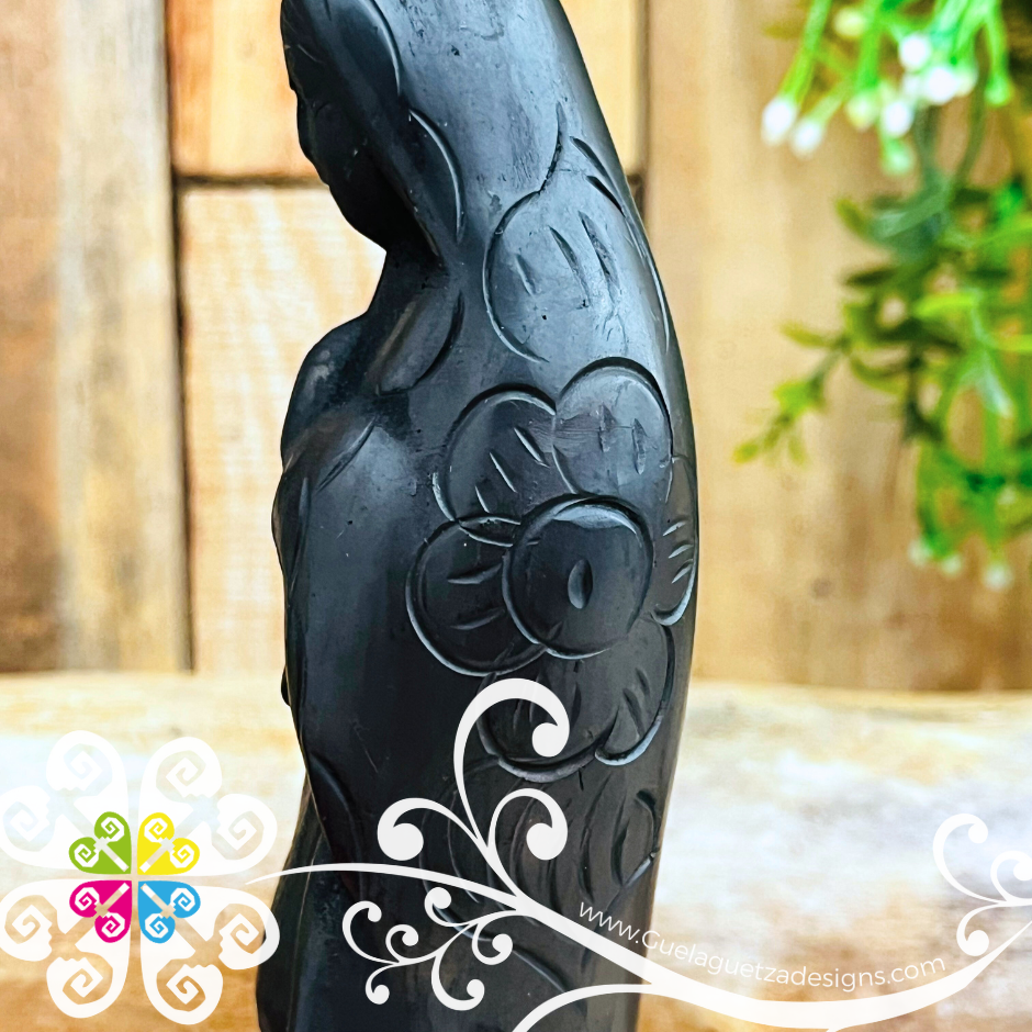 Small Virgen Guadalupe Statue - Barro Negro Oaxaca