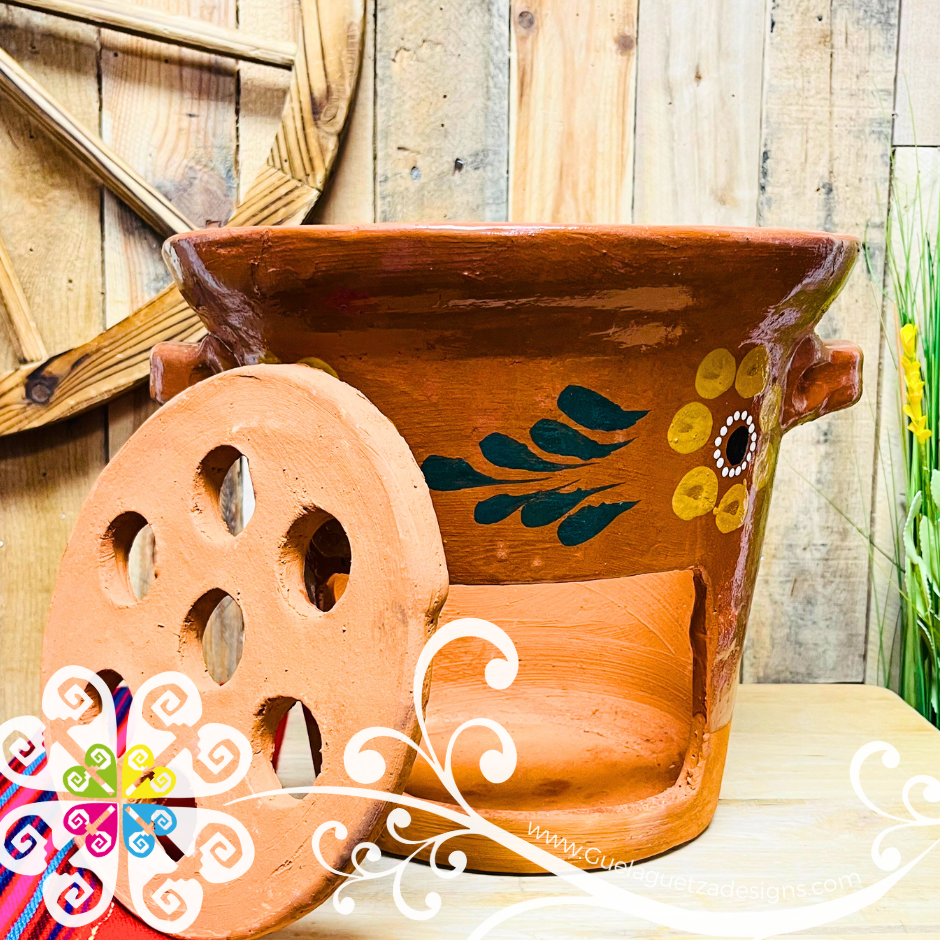 Medium Anafre de Barro Decorada Chafing Dish - Mexican Kitchen