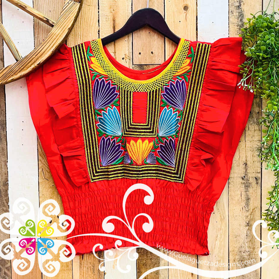 Tehuana Floral Crop Top - Women Tops