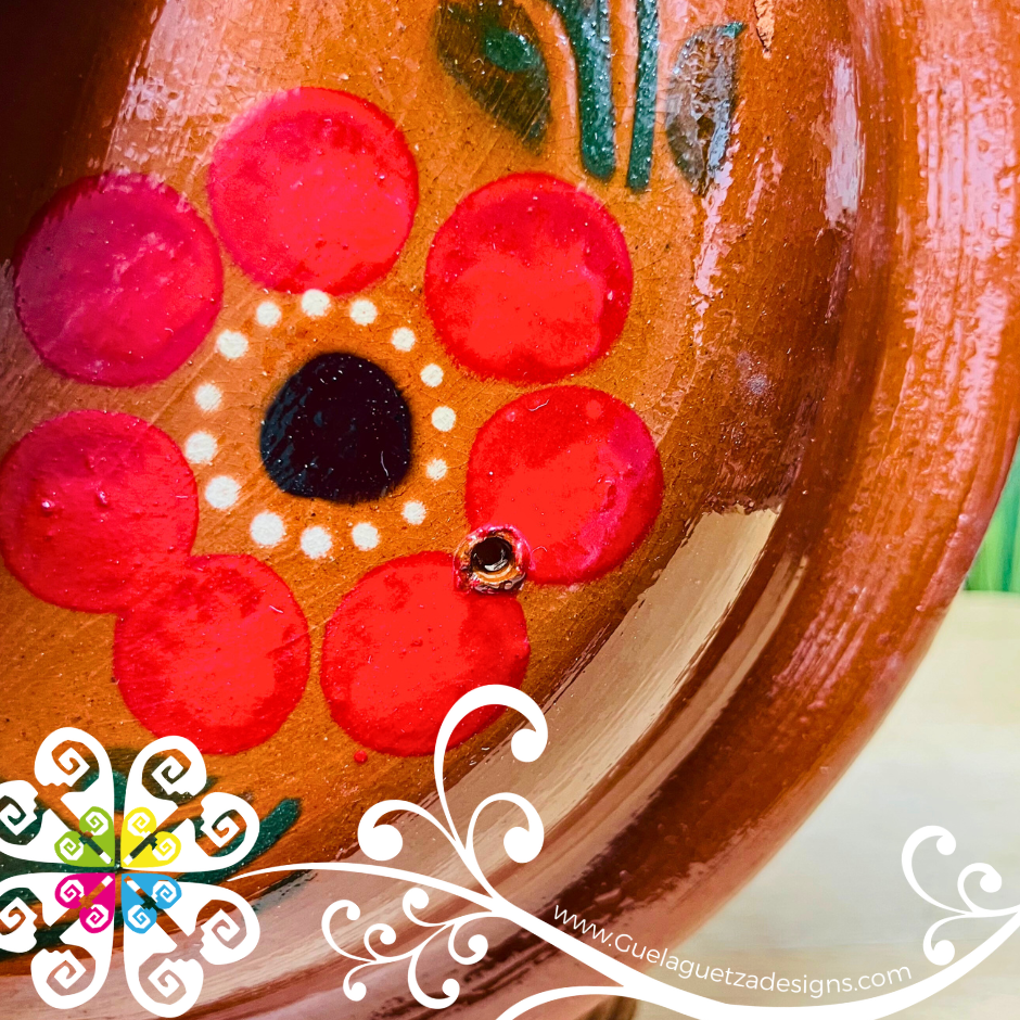 Large Flor Cazuela Barro con Tapa