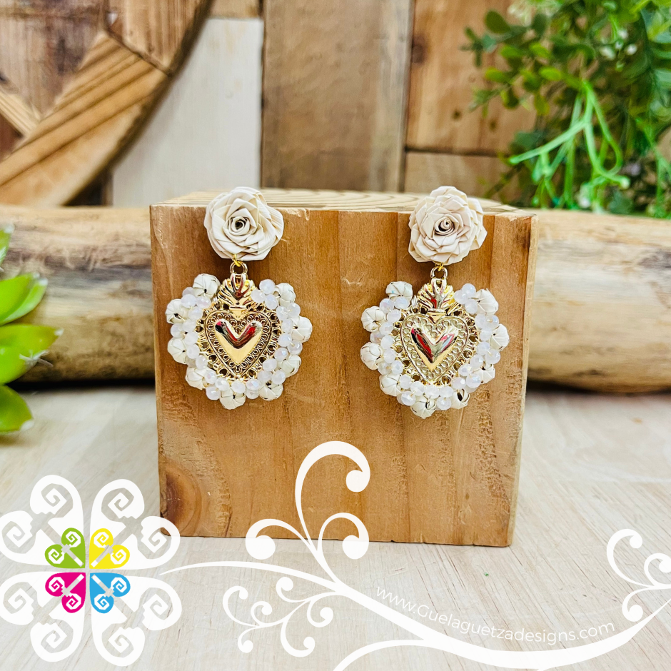 Small Solid Color Corazon Milagrito Wood Studs- Palm Earrings