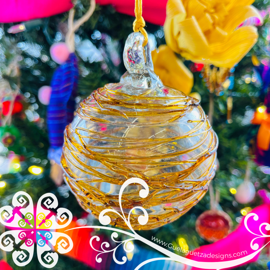 Set of Round Glass Ornaments - Christmas Vidrio Soplado Ornaments
