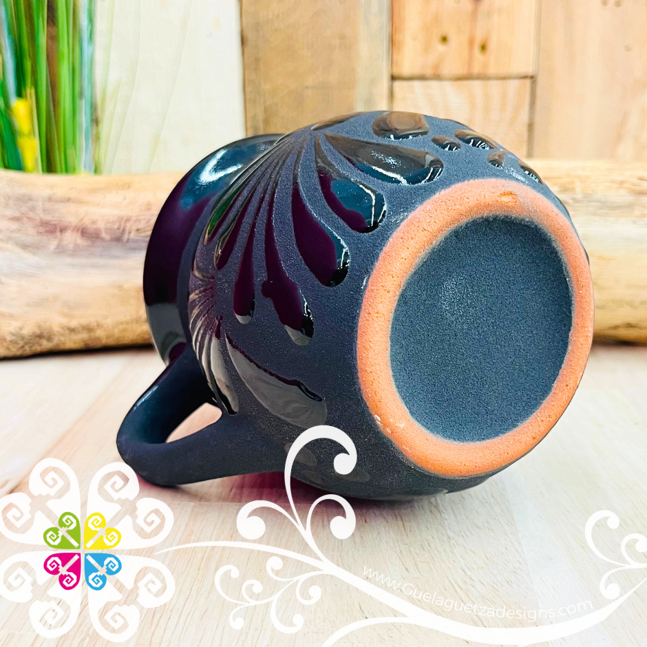 Set of Black Espiga Clay Mugs - Set Taza Barro
