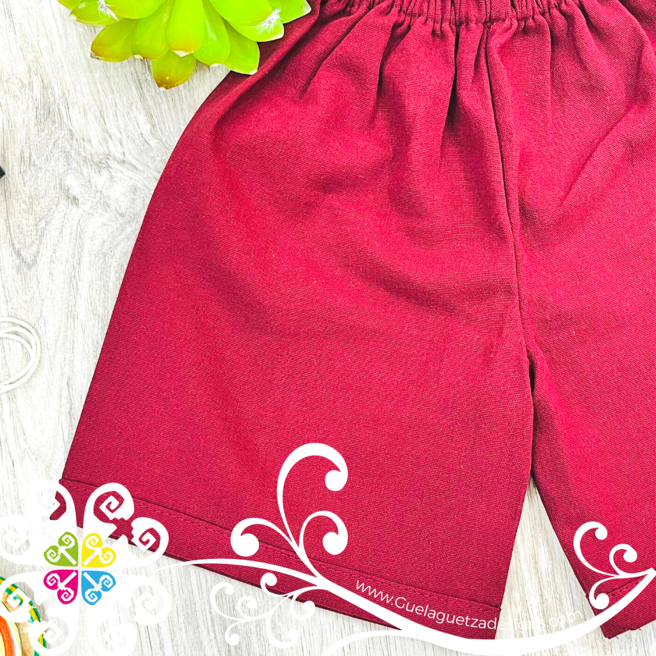 Maroon Lalito Short and Shirt Set - Mexican Boy Outfit
