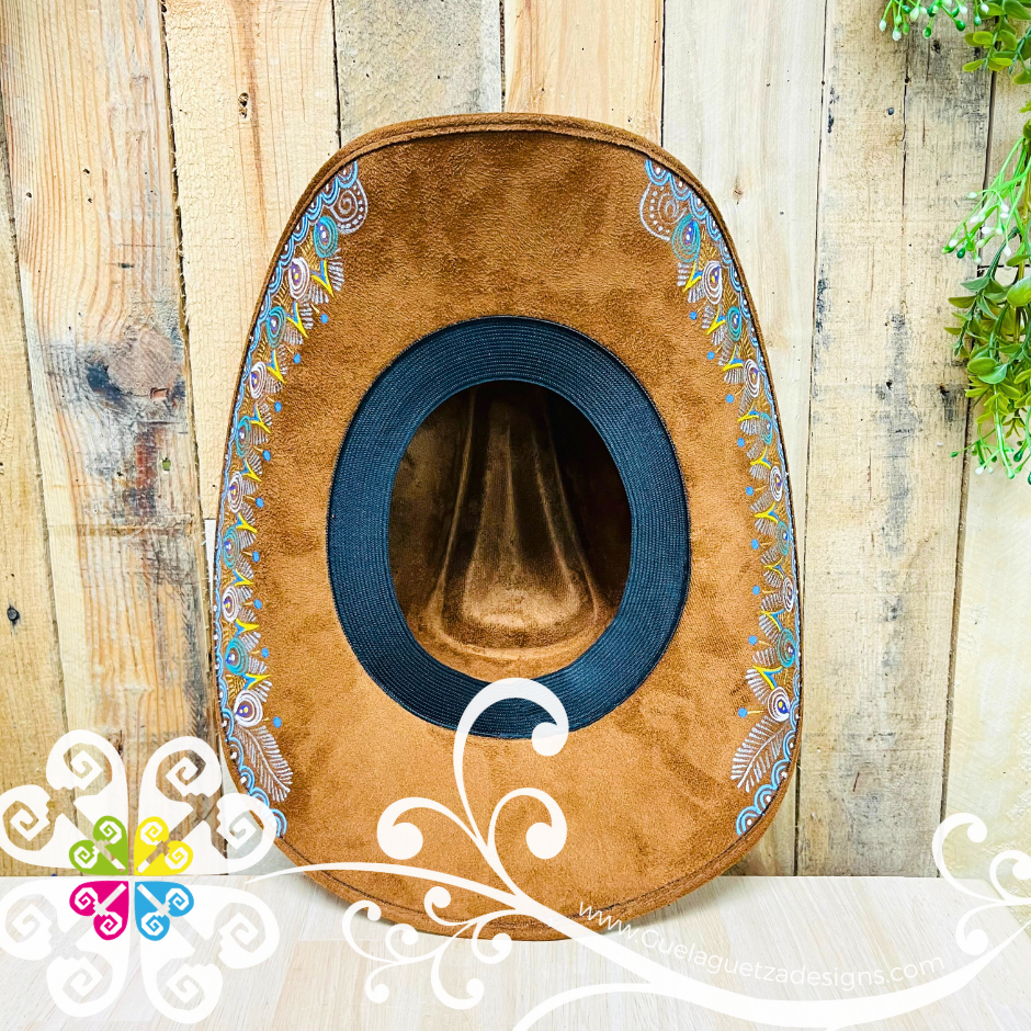 Tobacco Mitla Cowboy Velvet Hat - Hand Painted Hat