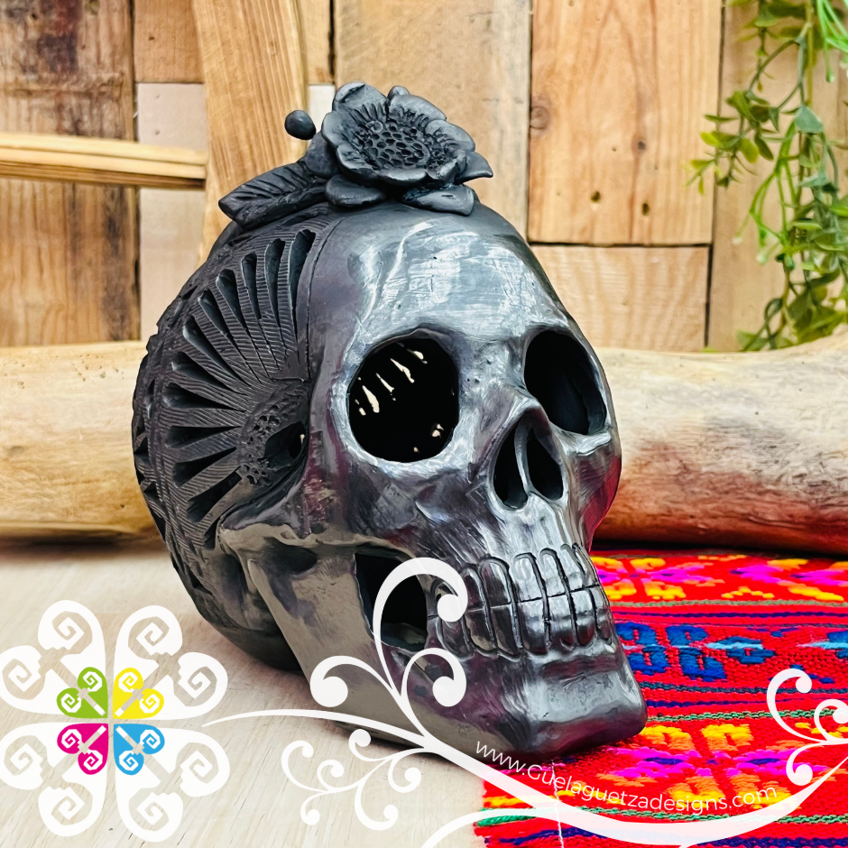 Medium Unique Skull - Black Clay Oaxaca
