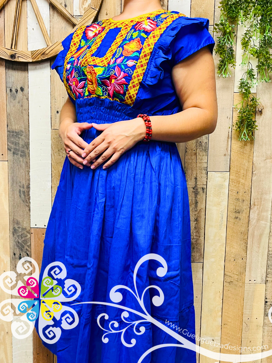 Royal Blue Tehuana Bonita Dress Guelaguetza Designs Royal Blue Tehuana Bonita Dress Guelaguetza Designs