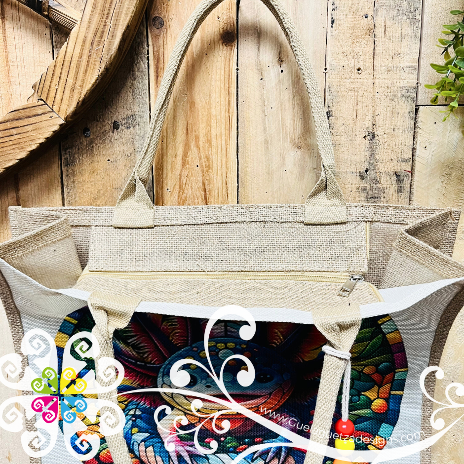 Ajolote Style Mexican Jute Tote - Grocery Tote