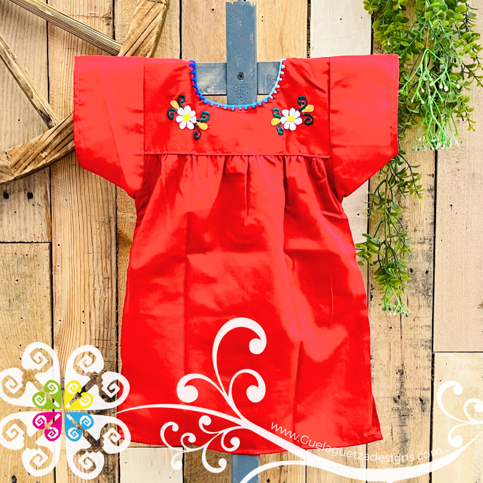 Red Vestido Tehuacan Nina - Tehuacan Children Dress