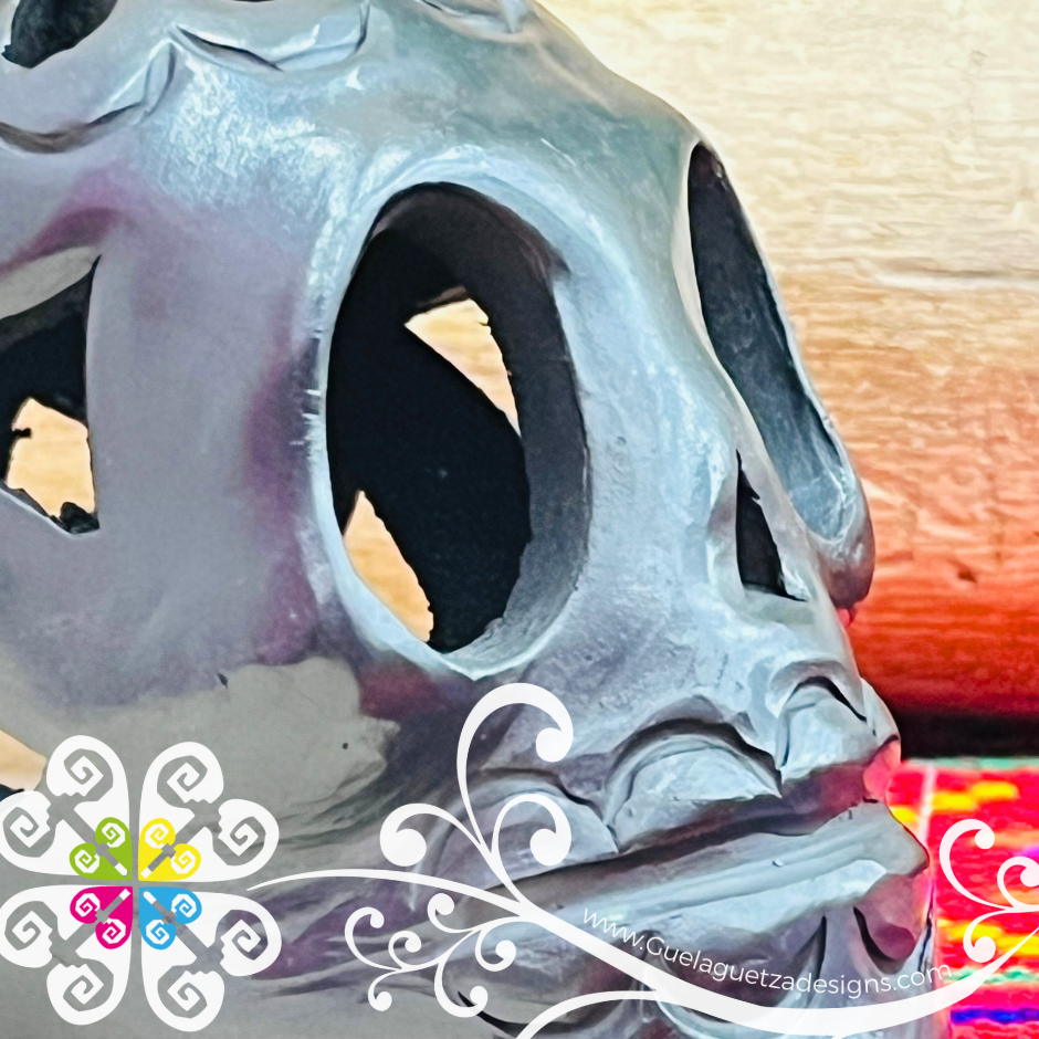 Small Calado Skull - Black Clay Oaxaca