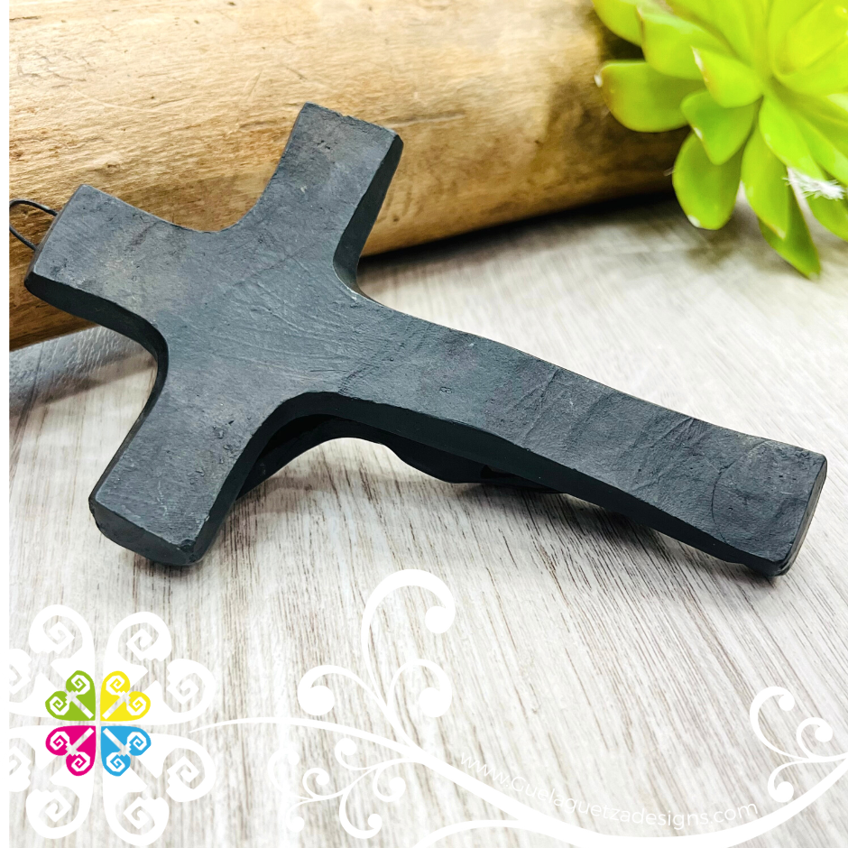 Small Jesus Clay Cross - Barro Negro Oaxaca