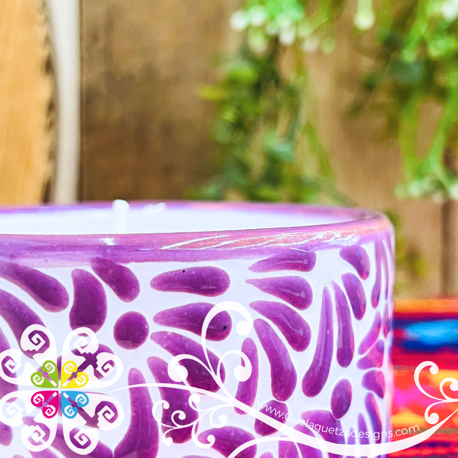 Large Tazon Purple Talavera Candle - Artisan Candles