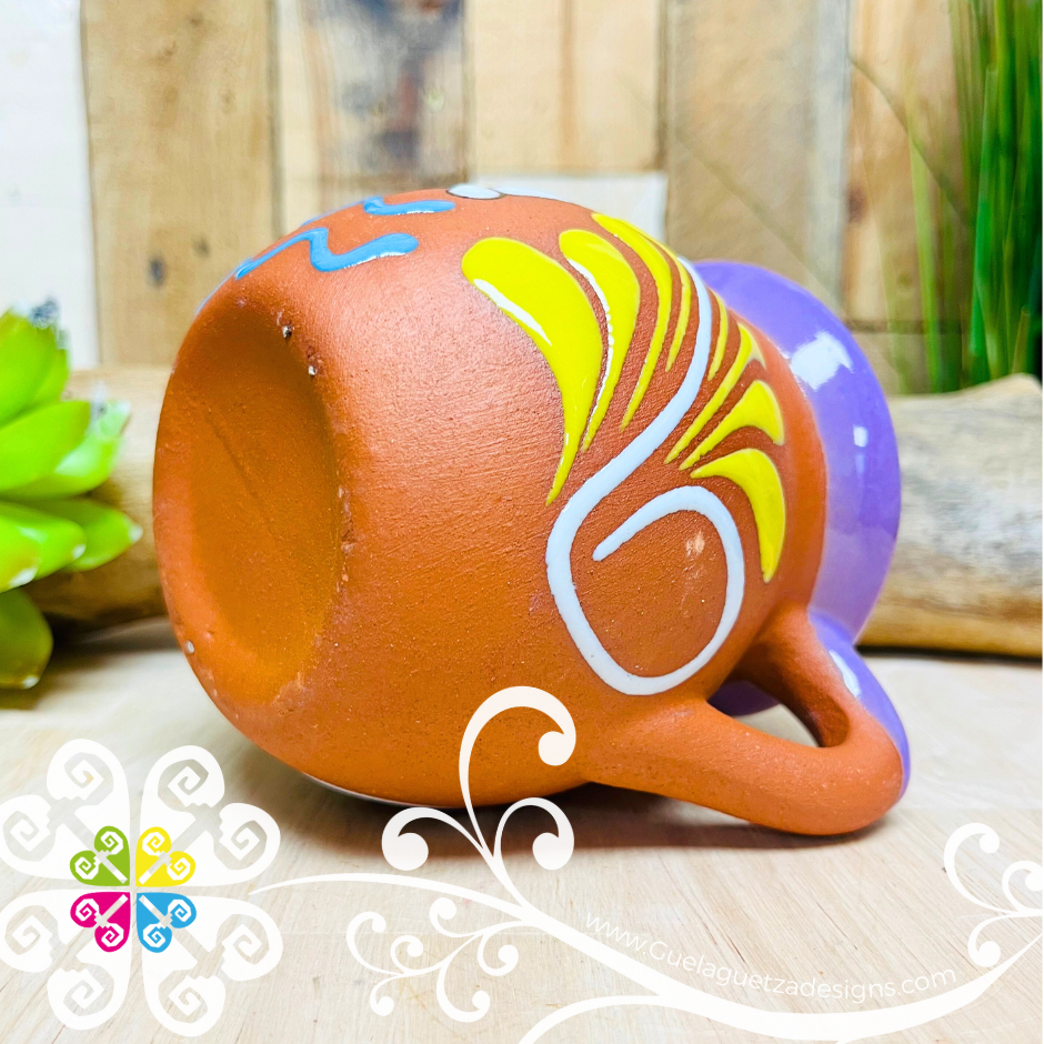 Set of 4 Feliz Navidad Mexican Clay Mugs - Set Taza Barro