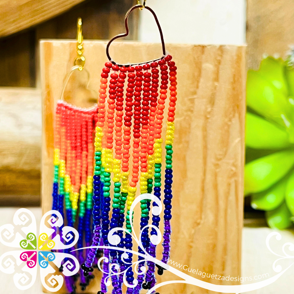 Heart Cascade Beaded Earrings - Pride Collection