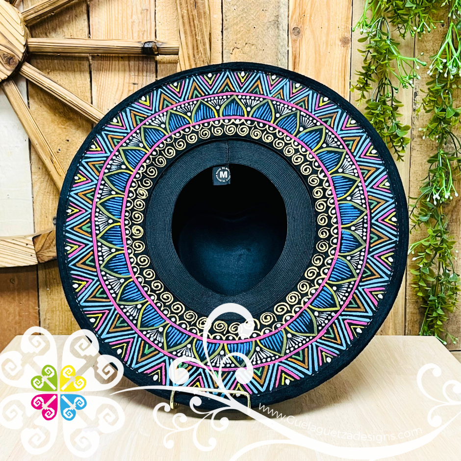Black Corazon Mitla Velvet Hat - Peek-a-Boo Hand Painted Hat