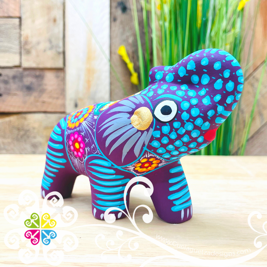Small Clay Elephant - Hand Painted Figure